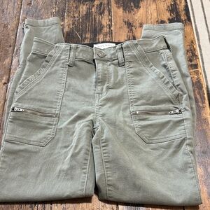 Knox Rose Olive Skinny Utility Pants with Front Zippers